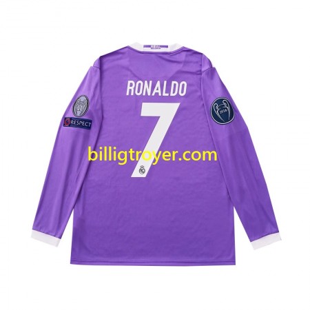 Billige Fotballdrakter Real Madrid Cristiano Ronaldo 7 2016 Retro Bortedraktsett Langermet
